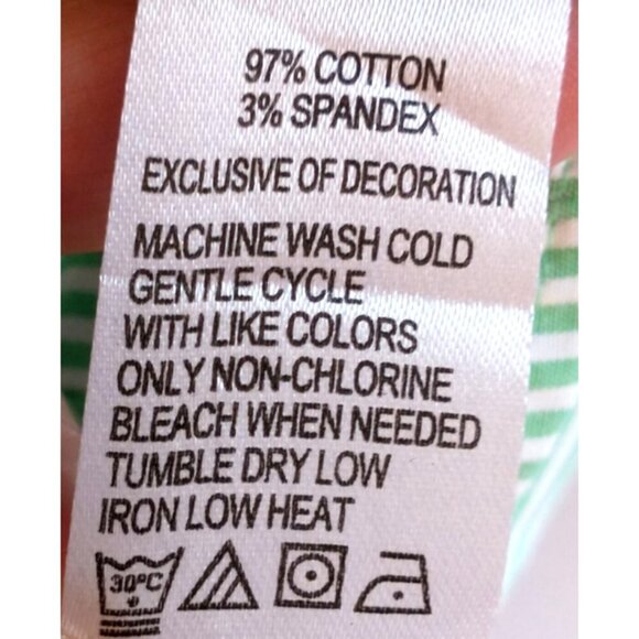 IZOD Women’s Blouse 3/4 Sleeve Button Up Green Mini Stripe Cotton Stretch - 2X - Picture 8 of 8